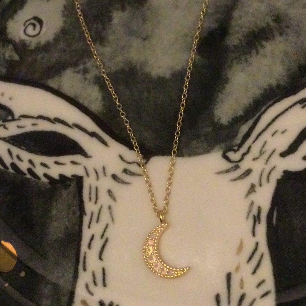 NWOT Anthro Crescent Moon Opal Necklace
